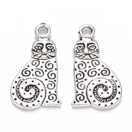 Tibetan Style Alloy Kitten Pendants X-TIBEP-S319-060AS-RS-1