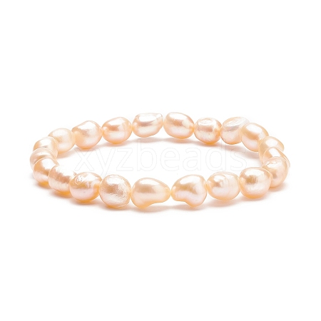 Natural Pearl Beaded Stretch Bracelet for Women BJEW-JB08868-05-1