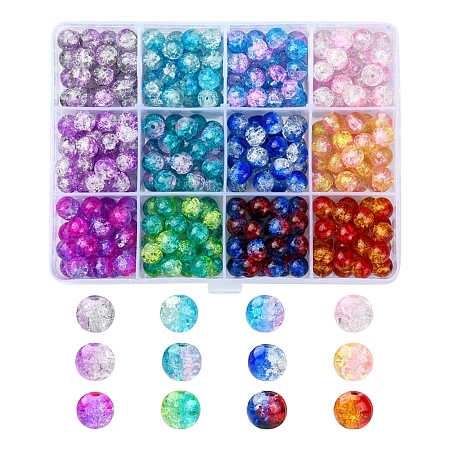 360Pcs 12 Colors Spray Painted Crackle Glass Beads Strands CCG-YW0001-13-1