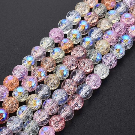 Electroplate Crackle Glass Bead Strands GLAA-S192-C-008B-1
