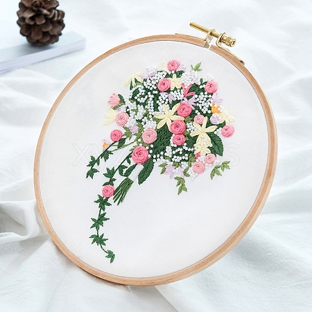 Flower Bouquet Pattern 3D Embroidery Starter Kits DIY-P077-049-1