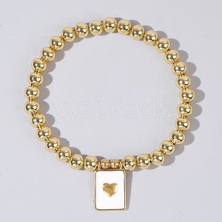 Personality Brass Round Bead Beaded Stretch Bracelets ST0339-2-1