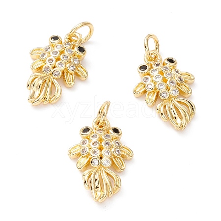 Brass Micro Pave Clear Cubic Zirconia Pendants ZIRC-M118-06G-RS-1