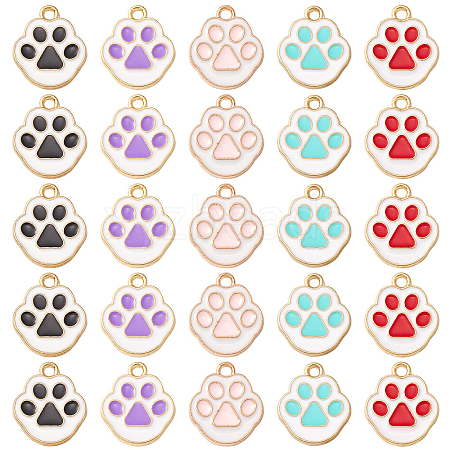 50Pcs 5 Colors Alloy Enamel Pendants ENAM-CJ0004-27-1