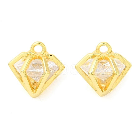 Real 18K Gold Plated Rack Plating Brass with Cubic Zirconia Pendants Charms KK-S396-12B-1