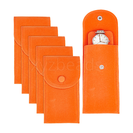  6 Sets Flocky Velvet Watch Storage Pouches TP-NB0001-69-1