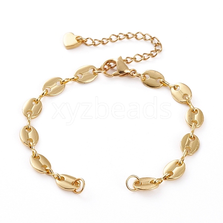 Brass Coffee Bean Chains Bracelet Makings AJEW-JB00879-1
