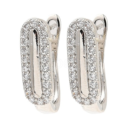 Brass Micro Pave Cubic Zirconia Hoop Earrings EJEW-D078-10P-1