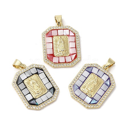 Brass Micro Pave Cubic Zirconia Pendants KK-K385-026G-1