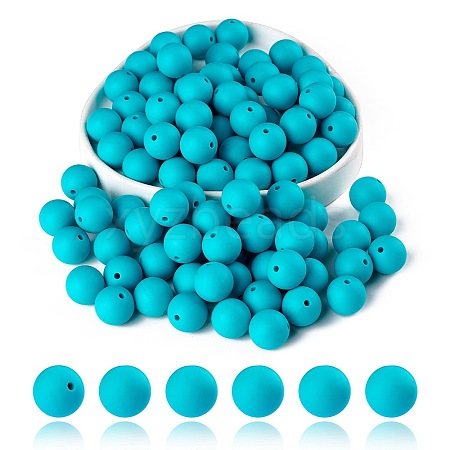 100Pcs Silicone Beads Round Rubber Bead 15MM Loose Spacer Beads for DIY Supplies Jewelry Keychain Making JX440A-1