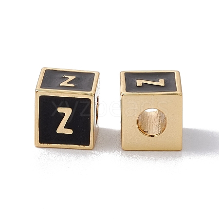 Rack Plating Brass Enamel Beads KK-B060-04G-01Z-1