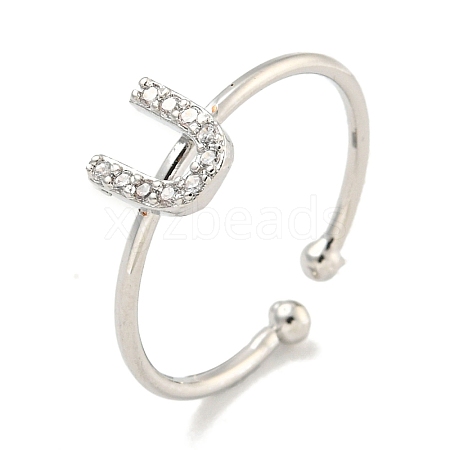 Rack Plating Brass Open Cuff Rings for Women RJEW-F162-02P-U-1