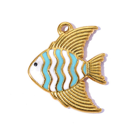 304 Stainless Steel Enamel Pendants STAS-OY015-28G-1
