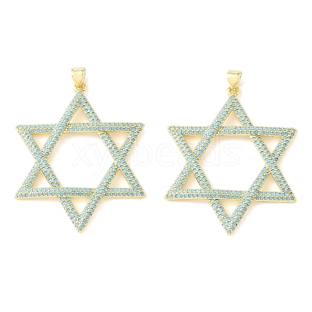 Brass Micro Pave Sky Blue Cubic Zirconia Pendants CU-CBA6938-04G-01-1