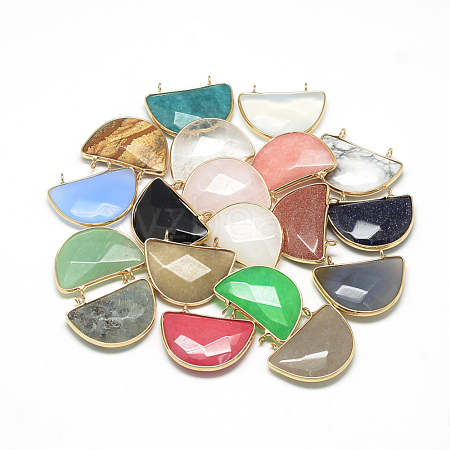 Natural & Synthetic Mixed Stone Semi Circle Pendants G-Q972-M-1