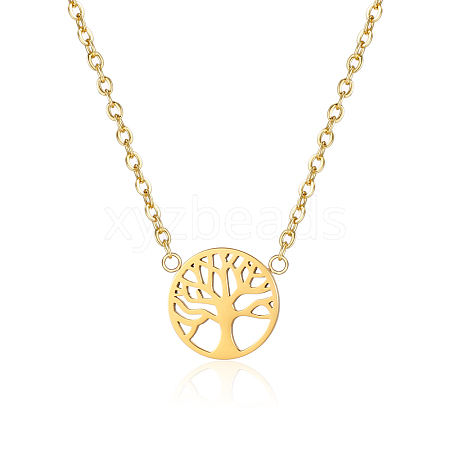 Elegant Stainless Steel Tree of Life Pendant Necklace for Women. AO2762-1-1