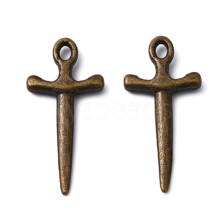 Tibetan Style Alloy Sword Pendants X-TIBEP-929-AB-FF-1