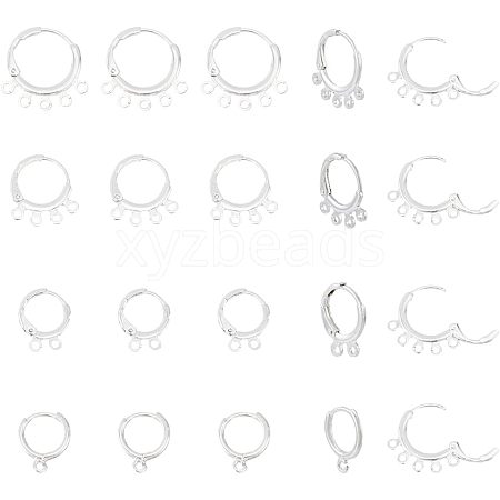 SUPERFINDINGS 40Pcs 4 Style Rack Plating Eco-friendly Brass Huggie Hoop Earring Findings KK-FH0003-98-1