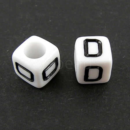 Letter Acrylic European Beads X-OPDL-R050-10mm-D-1