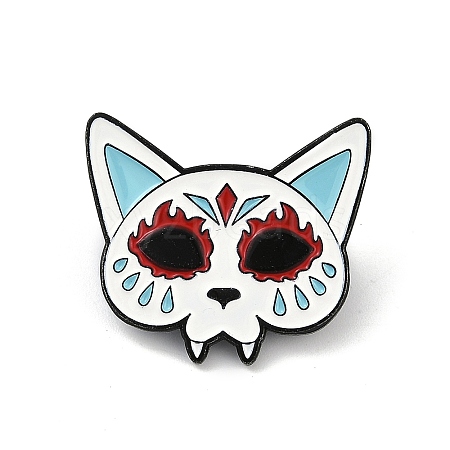 Day of the Dead Sugar Cat Skull Enamel Pins JEWB-R001-03EB-05-1