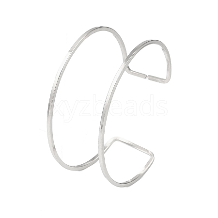 Non-Tarnish 304 Stainless Steel Hollow Open Cuff Bangles for Women BJEW-S155-04P-1