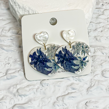 Printed Acrylic & Stud Dangle Earrings WG0012F-04-1