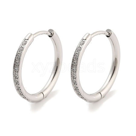 304 Stainless Steel Micro Pave Clear Cubic Zirconia Huggie Hoop Earrings for Women EJEW-C096-30P-1