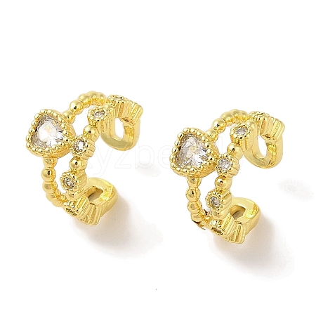 Brass Micro Pave Clear Cubic Zirconia Cuff Earrings for Women EJEW-I305-01G-1