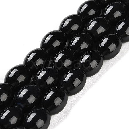 Natural Black Onyx Agate Beads Strands G-NH0019-C05-10-1