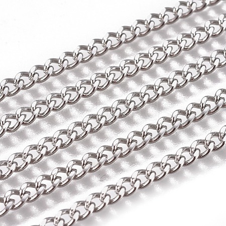 3.28 Feet Handmade 304 Stainless Steel Curb Chains X-STAS-F229-06A-P-1