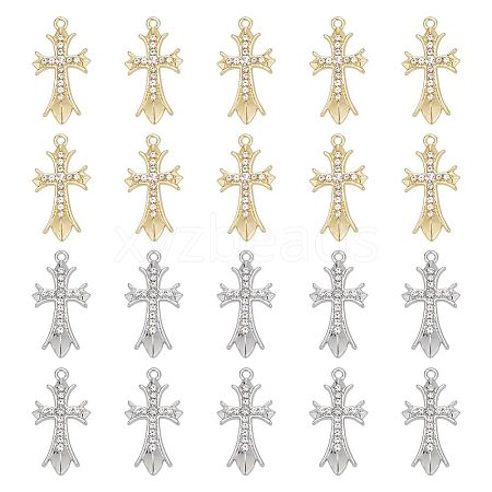 ARRICRAFT 20Pcs 2 Colors Alloy Crystal Rhinestone Pendants FIND-AR0003-91-1