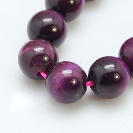 Natural Magenta Tiger Eye Beads Strands G-C076-10mm-1C-1