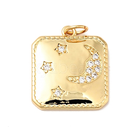 Rack Plating Brass Micro Pave Clear Cubic Zirconia Pendants KK-H431-25G-1