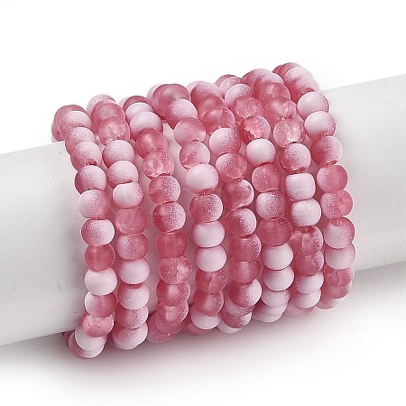 Frosted Crackle Glass Beads Strands GLAA-U001-4mm-M13-1