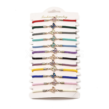 12Pcs 12 Colors Polyester Bracelets BJEW-P340-12C-G-1