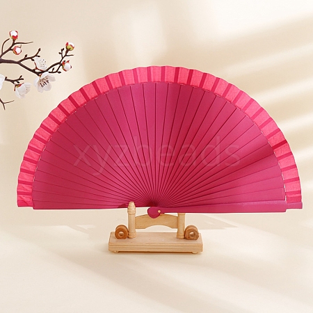 Spanish Solid Color Bamboo with Paper Folding Fan PW-WGF3F0E-13-1