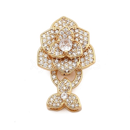 Brass Micro Pave Clear Cubic Zirconia Fold Over Clasps KK-C075-09G-1