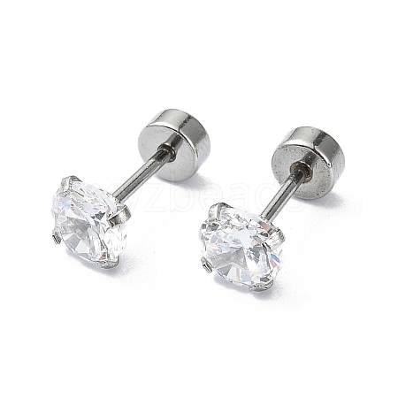 304 Stainless Steel Crystal Rhinestone Ear False Plugs STAS-C089-04C-P-1
