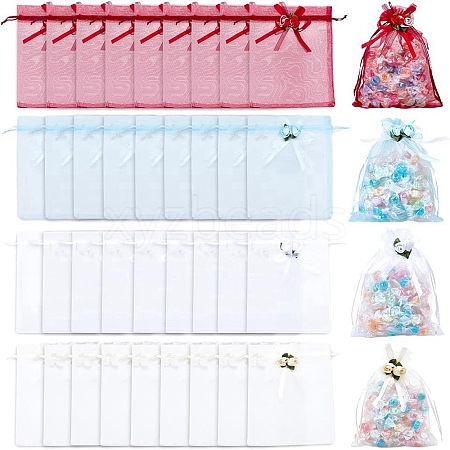 40Pcs 4 Colors 3D Flower Organza Drawstring Bags OP-BBC0001-06A-1