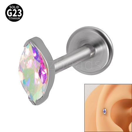 G23 Titanium Cubic Zirconia Horse Eye 17 Gauge Threadless Labrets for Women Men WG9E7C9-27-1