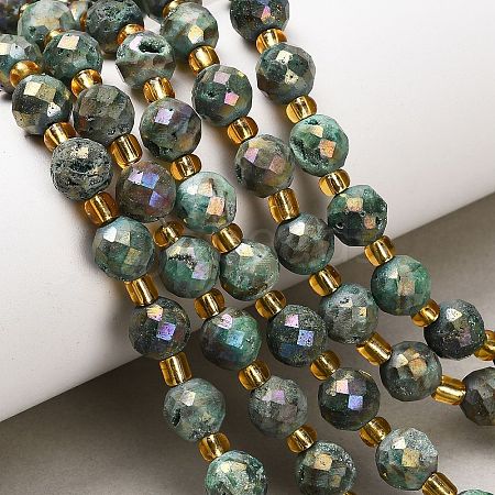 Electroplated Natural Druzy Geode Crystal Beads Strands G-F833-P01-8mm-03-1