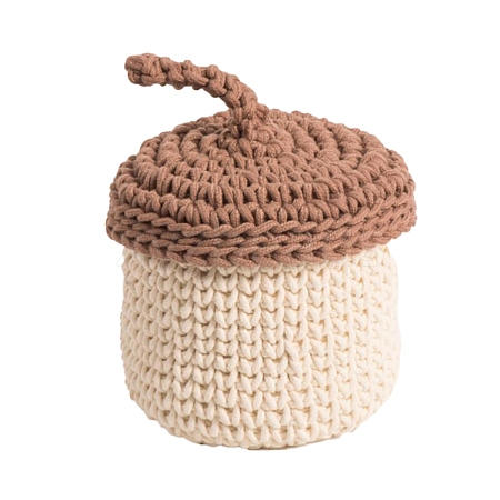 Acorn Shape Handmade Woven Cotton Rope Storage Basket PW-WG78662-03-1