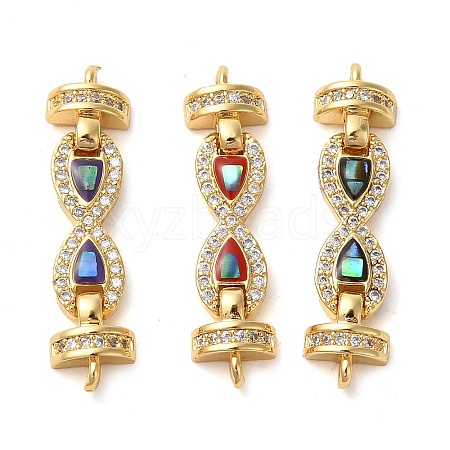 Rack Plating Brass Micro Pave Clear Cubic Zirconia Infinity Links Connector Charms KK-K385-103G-1