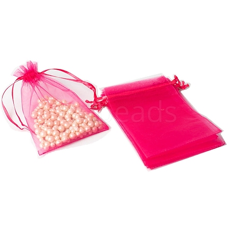 100Pcs Rectangle Organza DIY Craft Drawstring Bags PW-WG69155-21-1