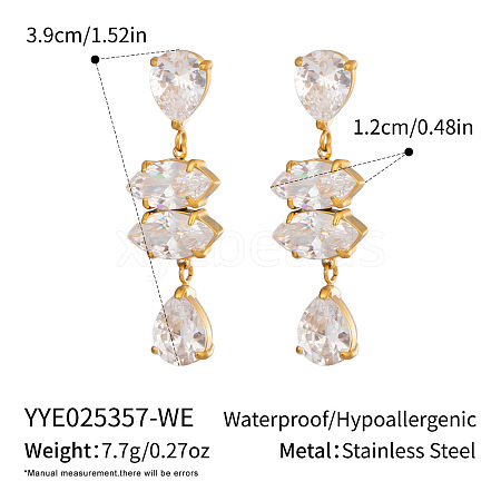 304 Stainless Steel Dangle Stud Earrings CT6883-8-1