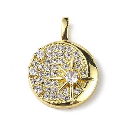 Rack Plating Brass Micro Pave Cubic Zirconia Pendants KK-C019-17G-1