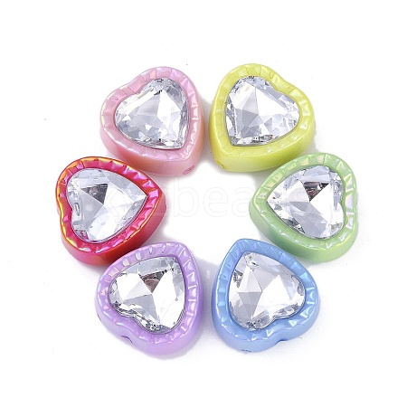 UV Plating Iridescent Acrylic with Rhinestone Beads X-OACR-B021-08-1