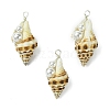 Natural Scallop Shell & Round Shell Pearl Pendants PALLOY-TA00197-01-1