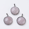 Natural Rose Quartz Pendants G-E436-02G-2