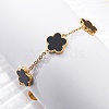 Flower Resin Link Chain Bracelets BJEW-K247-01G-03-2